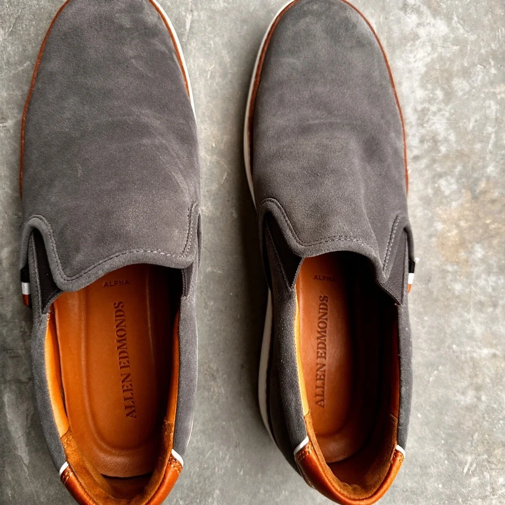 Allen Edmonds Randolph Slip-On Loafers – Gray Suede & Leather Trim – Men’s 9 3E